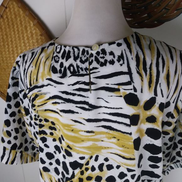 🌷Jordan Leopard 80s 90s Retro boxy fit blouse top - Picture 4 of 8